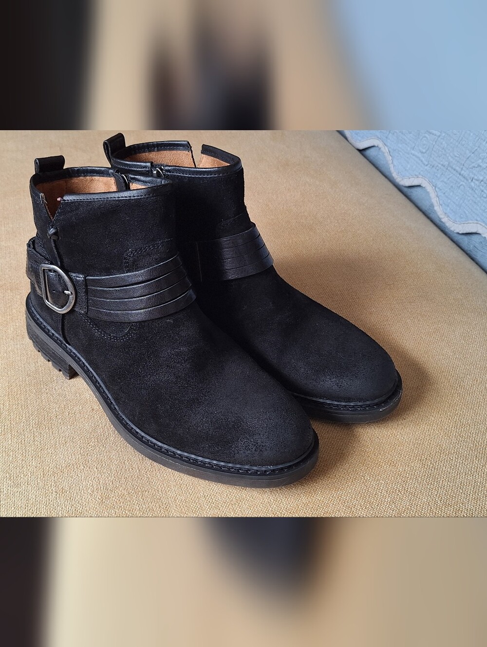 Sofft Black Leather Moto Ankle Boots Women's Size 8.5M